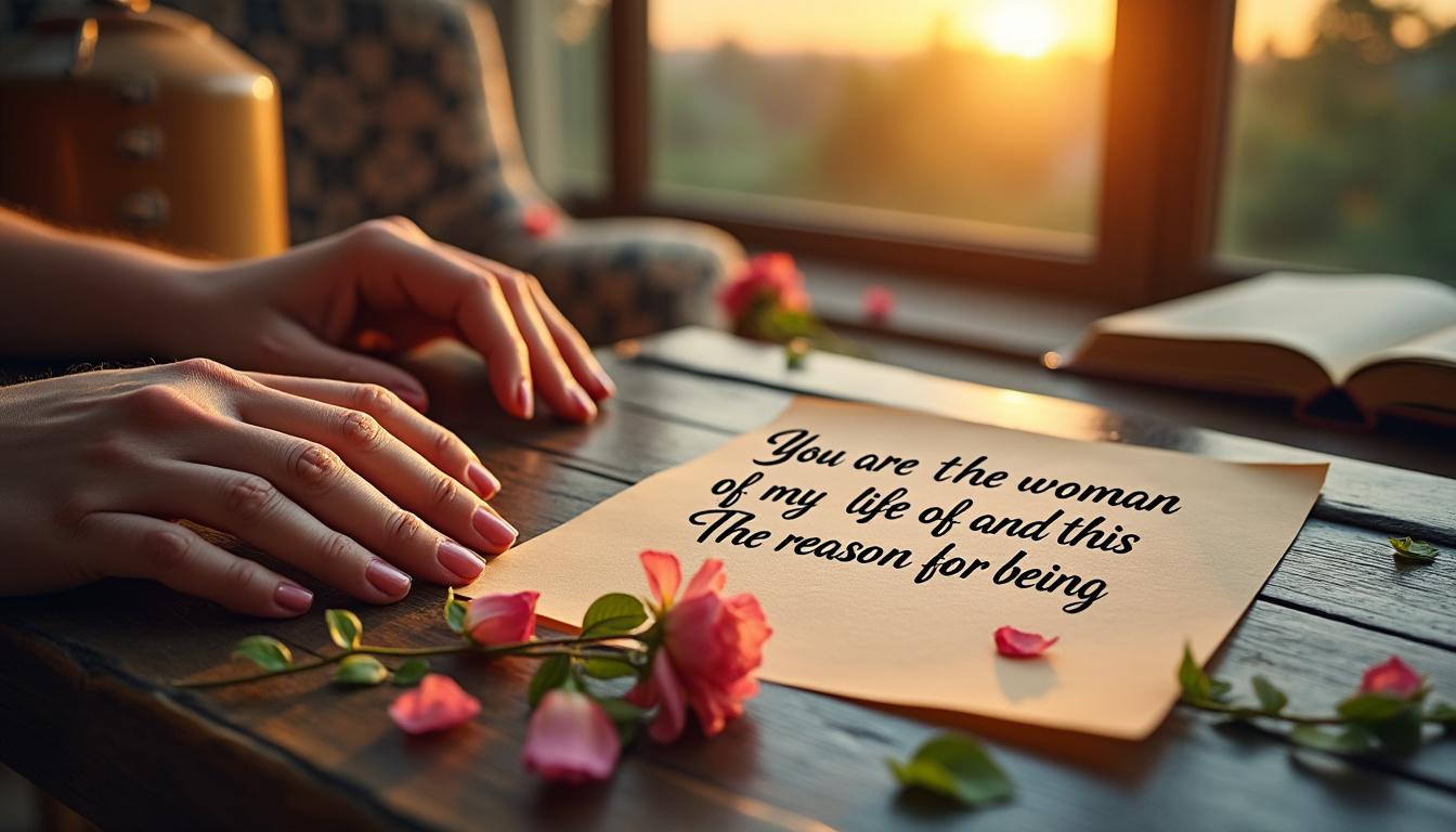 découvrez une lettre d'amour sincère et touchante pour exprimer à la femme de votre vie qu'elle est votre raison d'être. inspirez-vous de mots tendres et profonds pour déclarer vos sentiments les plus purs.